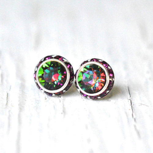 cute-thangsss:  rainbow crystal diamondsvintage stud earringslemon rainbow studsjewel tone amethyst