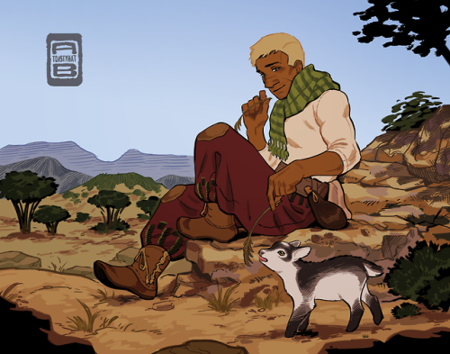toastyhat: Here’s an illustration of Khimaera from @warintheshade and his very good friend, a tiny b