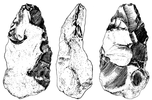 Abbevillean style biface from the Acheulean archaeological site of San Isidro, in Madrid (Spain). Or