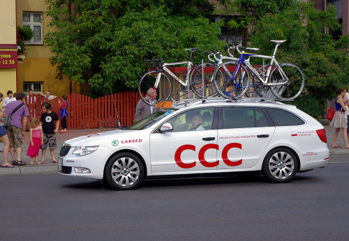 Skoda Superb - service car of Polish national cycling team Polish Cycling Federation car on the last