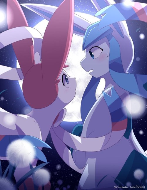 &ldquo;You&rsquo;re beautiful.&rdquo; Glaceon + Sylveon ❤❤