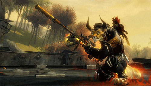 shavirafeathermoon: Big cats with big guns.I really like charr animations with firearms :3