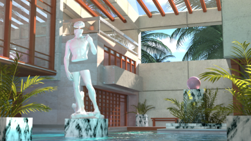 Made this Vaporwave Zone™ in 3ds Max as part of an assignment. Studying 3D art means that I have les