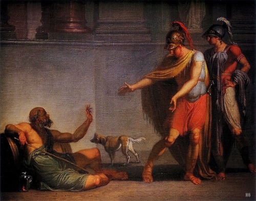 haxtor: hadrian6: Diogenes and Alexander the Great. 1784. Nikolaj Abilgaard. Danish. 1743-1809. oil 