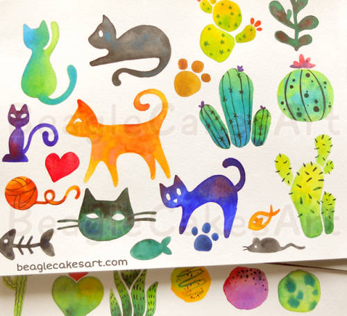 beaglecakes:Watercolor doodles :)