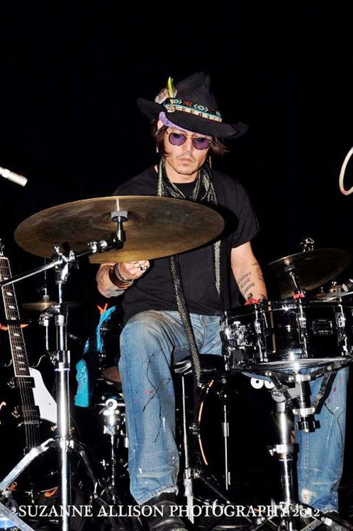 TBT:  Johnny Depp, playing the drums, 10 years ago, on March 30, 2012, during Bill Carter’s show at 