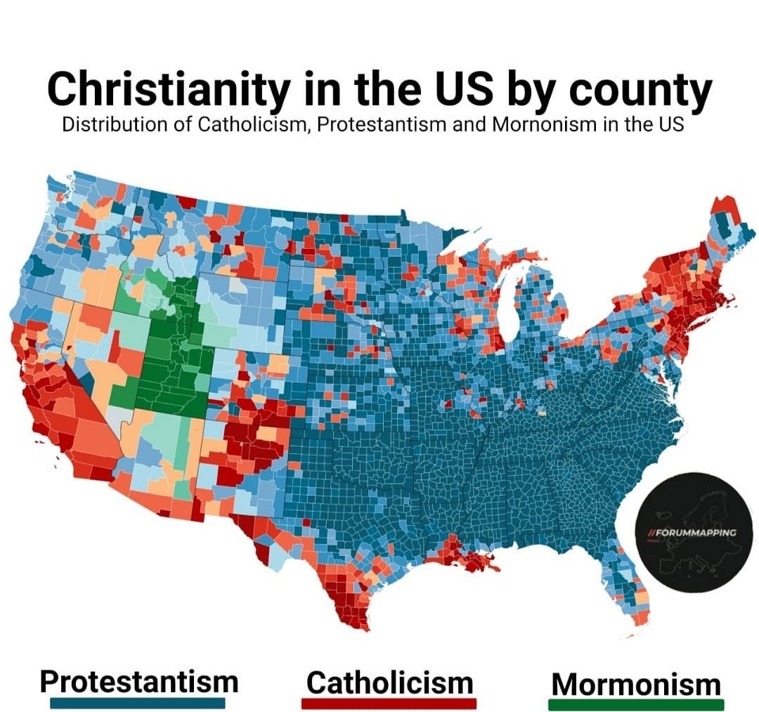 Christianity in the US by county.