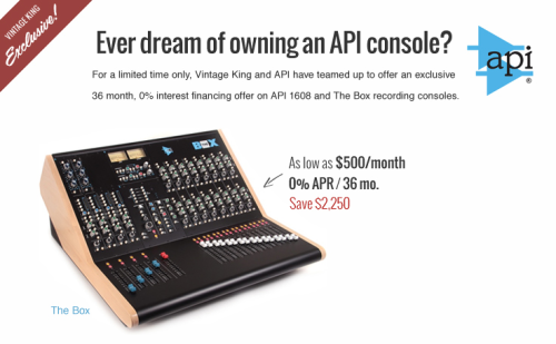 Exclusive API Console 0% Financing - Monthly Specials - On Sale - Vintage King Audio