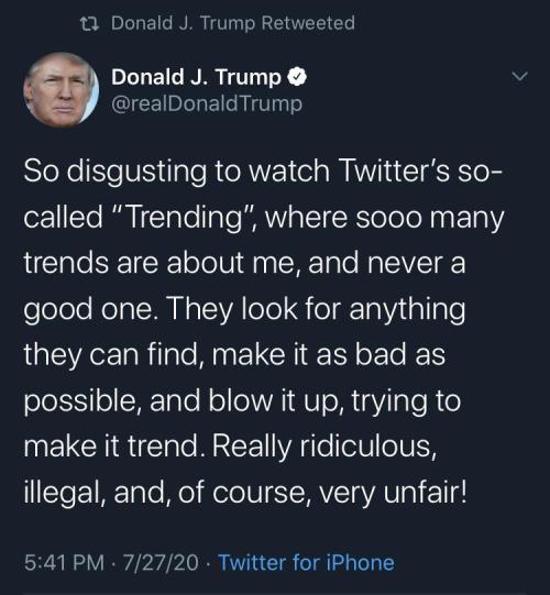 The president of the United States of America thinks criticizing him is illegal Let&rsquo;s get 