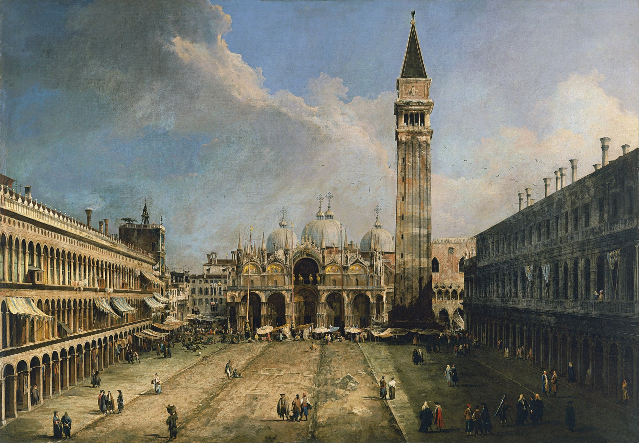 Canaletto’s depiction of the repaving of Piazza San Marco in 1723, designed by Andrea Tirali. Canaletto, Piazza San Marco, late 1720s, oil on canvas. The Metropolitan Museum of Art. Wikimedia Commons
Canaletto was a contemporary of Guardi, having...