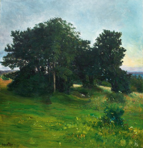 laclefdescoeurs:Løvtrær, aftenlys, 1898, Halfdan Strøm