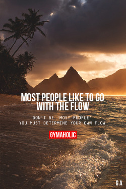 gymaaholic:  Most People Like To Go With The FlowDon’t be ‘most people’, you must determine your own flow.http://www.gymaholic.co