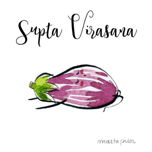 S U P T A  V I R A S A N AGraffiti eggplant doing Supta Virasana, Recleaning Hero Pose.