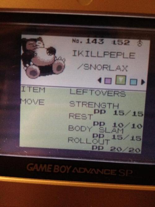 markjl:  i bought pokemon crystal online from someone and their nicknames are possibly the greatest nicknames i have ever encountered 