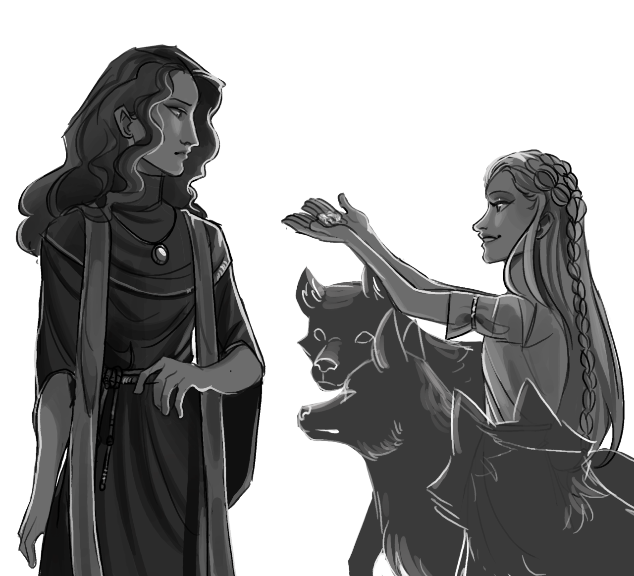 Stunning Elden Ring Fan Art Depicts Ranni and Blaidd With Wolf Puppies