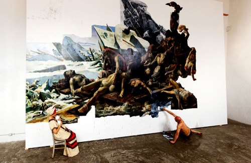 aligntrinity:  Wolfe Von Lenkiewicz in Rome working on the upcoming exhibition ‘The Raft of th