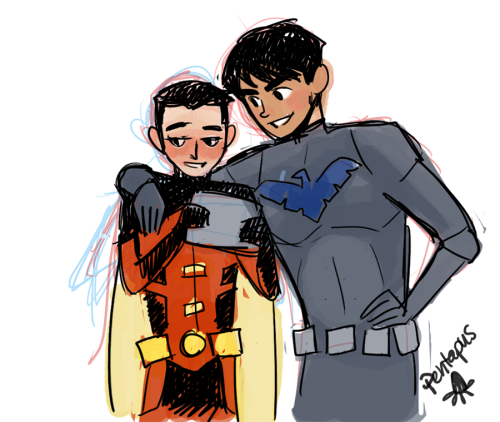 pentapoda:10 min prompt fills for Batfamily:Dick and Damian and something a little angsty @graysonsl