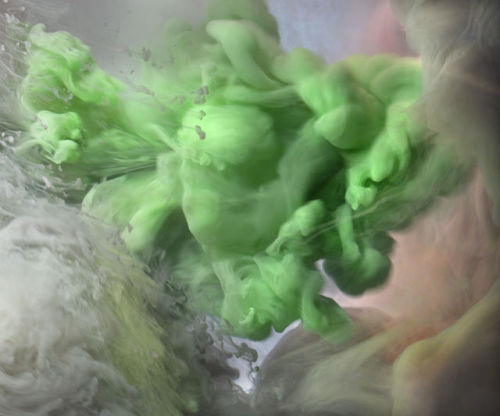 New York-based artist Kim Keever drops paint into water-filled aquariums to create unpredictable abs