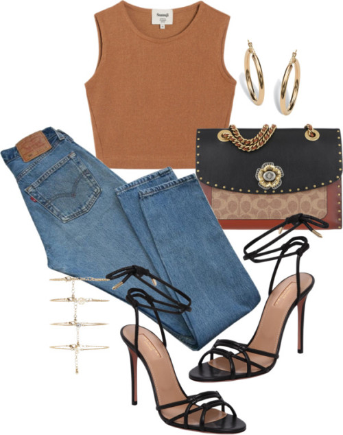 Untitled #23603 by florencia95 featuring levi jeans ❤ liked on PolyvoreSamuji cut out crop top / Lev