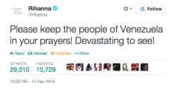 dumbledorestrinkets:  UPDATE: Government-owned Internet CANTV has blocked photos on Twitter. We need to keep spreading this information! Rihanna and Jared Leto have tweeted their support! AP, HuffPost, Buzzfeed and more have picked up the story. It’s