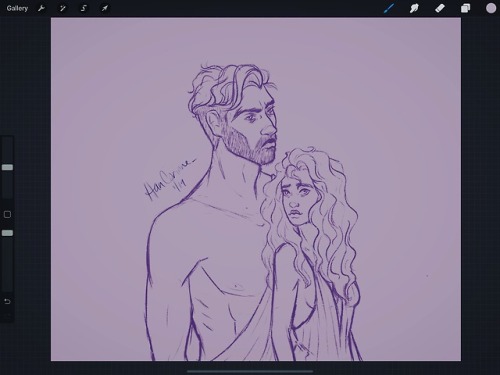 Drawing Hades and Persephone. We’ll see if I ruin them with color lol