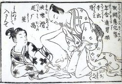Suzuki Harunobu, “Two Men”, pen and ink