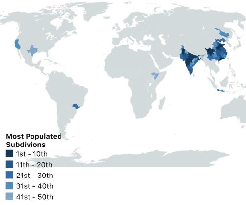 Most Populated Subdivisions in the World.