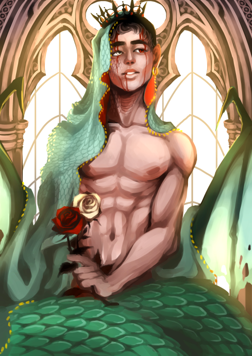 japhers:  an interpretation of The Lindworm Prince for my college org’s artbook~