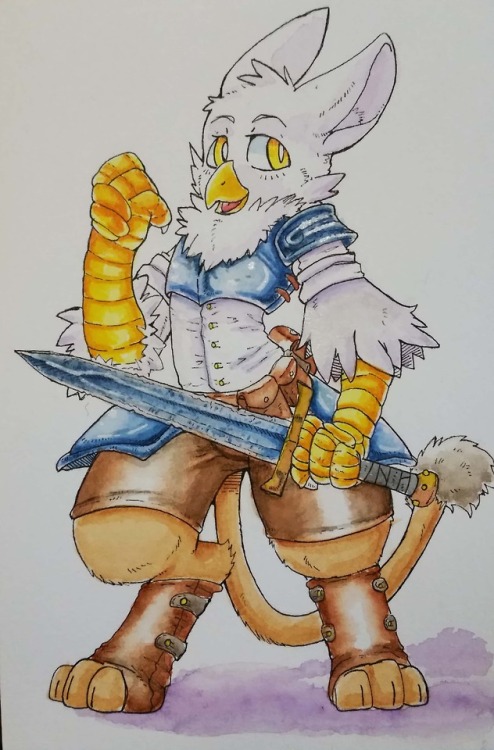 Griffin DnD character watercolor for Rael of twitter  Kuretake Tambi Gansai  Microns  Sable brushes