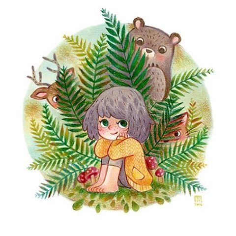 #watercolor by @ohmaipie ✨#illustration #animals #plants #forest #kidsillustration #instaart #instaa