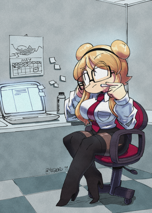 patreon reward for jo!!siobhan hard at work at her day job, having a good think about her work (or d