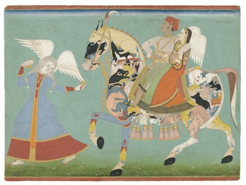 A Nobleman on a Composite Horse Accompanied by Angels, India (Jaipur).