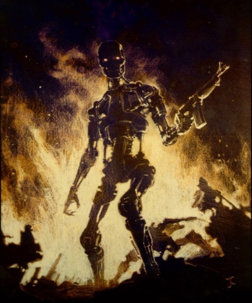 talesfromweirdland:Concept art for the first two Terminator films.