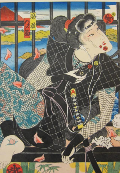 thekimonogallery:Horihiro Mitomo (born 1985) is a Japanese woodblock print artist and Tebori tattoo 