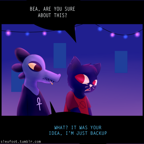 sleufoot: Mae goes back to the party to find that bombshell.  Seems to be going well so far.  - Finally a comic in my style; I didn’t think I could capture the right feel using my usual game style imitation. If you guys want I could continue this