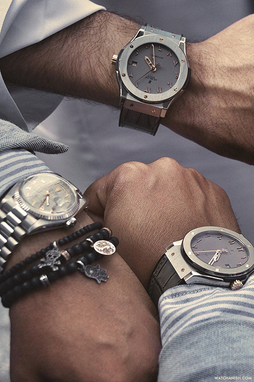 watchanish:  Hublot Classic Fusion Dubai Visions x Rolex Day-Date.More of our footage at WatchAnish.com. 