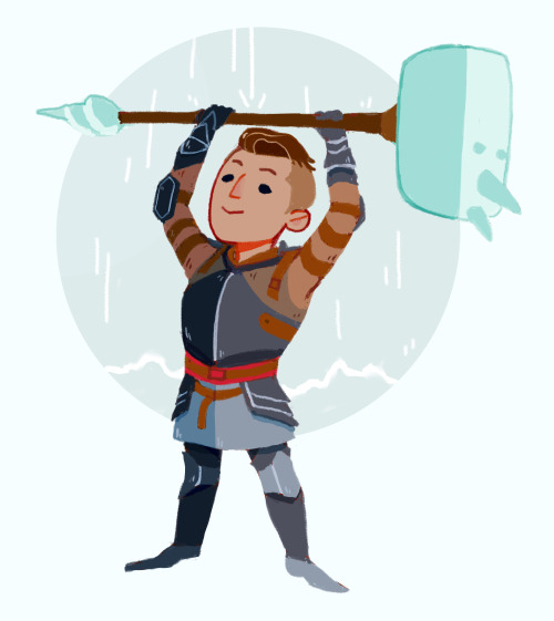 knightofbunnies:a smol, strong lieutenant and his ginormous hammer &lt;3