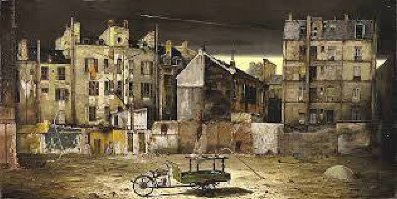 huariqueje:  Montparnasse   -    Theo Voorzaat , 1983Dutch, b.1938-Oil on panel,