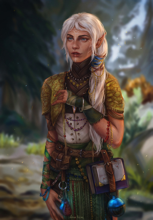 annahelme: Halani Lavellan ~ cheerful elf, a great storyteller and listener, but a bad leader. she l