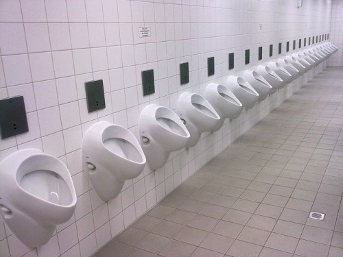 You can’t be shy when taking a leak at one of these urinals. A few pics I found online and some I to