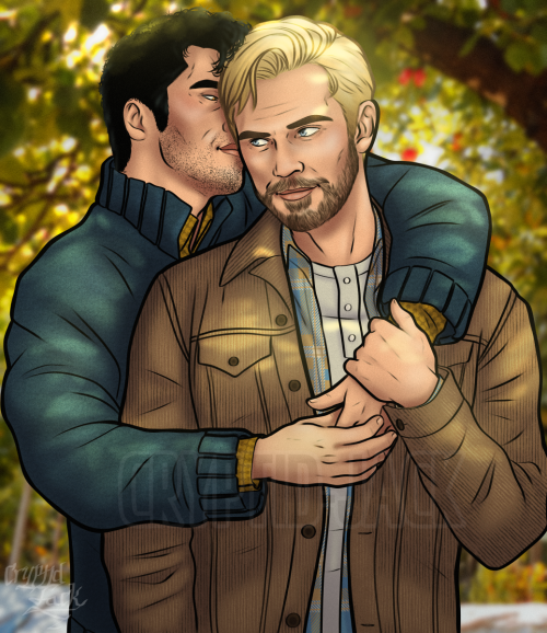 Commission for @commander-krios​ of their Shepard and Kaidan post war at the orchard <3 [support/