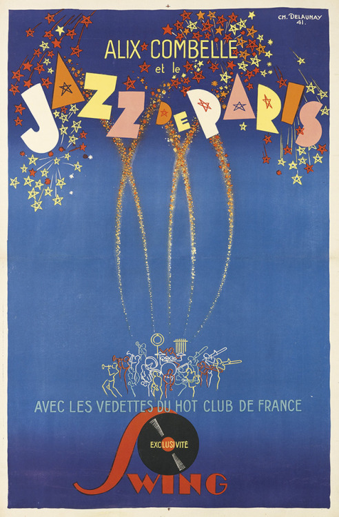 Alix Combelle et le Jazz de Paris (1941). Charles Delaunay (1911-1983). Poster.Combelle is depicted 