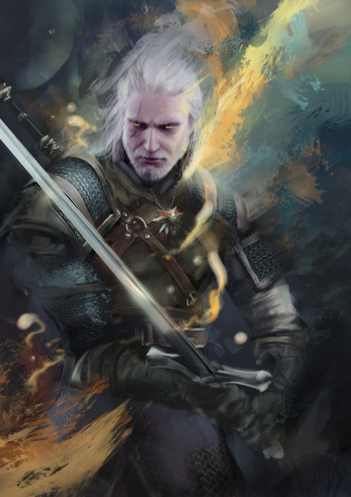 witcher3art:Geralt - The White Wolf by Alba Palacio Source: bit.ly/2ECvnNc