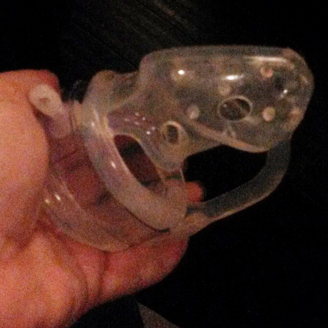 Here is a SPIKED plastic #chastity device to maximize #cbt. Feeling man enough for