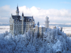 opulentdesigns:  Neuschwanstein Castle in Germany. It’s not surprising that it’s magical fairy tale appearance is the reason it was one of the inspirations behind Disneyland’s Sleeping Beauty Castle. 