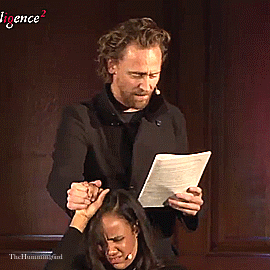 Tom Hiddleston and Zawe Ashton perform a scene from Tolstoy’s Anna Karenina at the Intelligence2 Dic