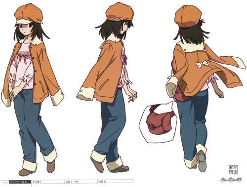 as-warm-as-choco:  BAKEMONOGATARI Character Designs of Nadeko Sengoku by Watanabe AKIO (渡辺 明夫) for the Bakemonogatari Production Note ~Characters~ Art Book. (Part 1) 