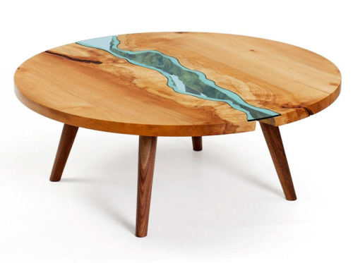 mymodernmet:  Greg Klassen is a furniture maker in the Pacific Northwest who finds inspiration in its landscape and translates that into his work. His River Collection features gorgeous, reclaimed wood tables that are embedded with beautiful glass rivers.