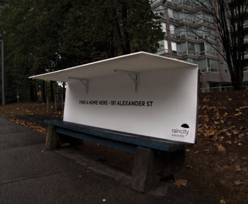 fuks:  A Vancouver charity, RainCity Housing, is converting city benches into pop-up shelters for homeless people. And by giving homeless people in this rainy city some dry coverage and a place to rest, RainCity is putting London’s anti-homeless spikes