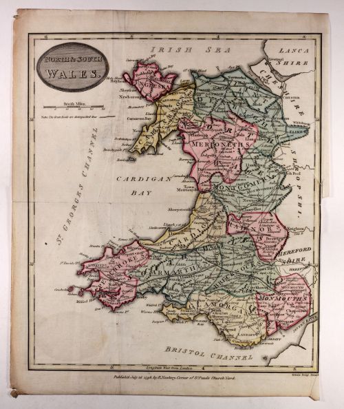 North and South Wales late 18th century printed in 1798 - original hand colour 